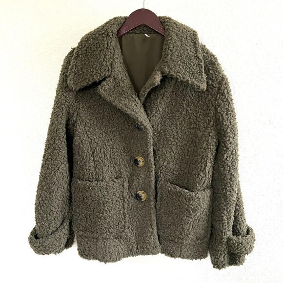 Free People Jackets & Blazers - Free People So Soft Sherling Teddy Jacket Size S Green